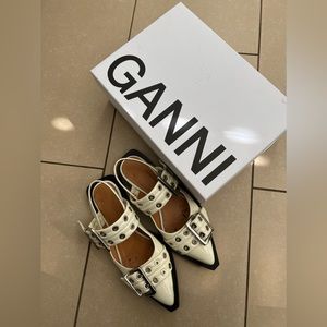 Ganni buckle flats